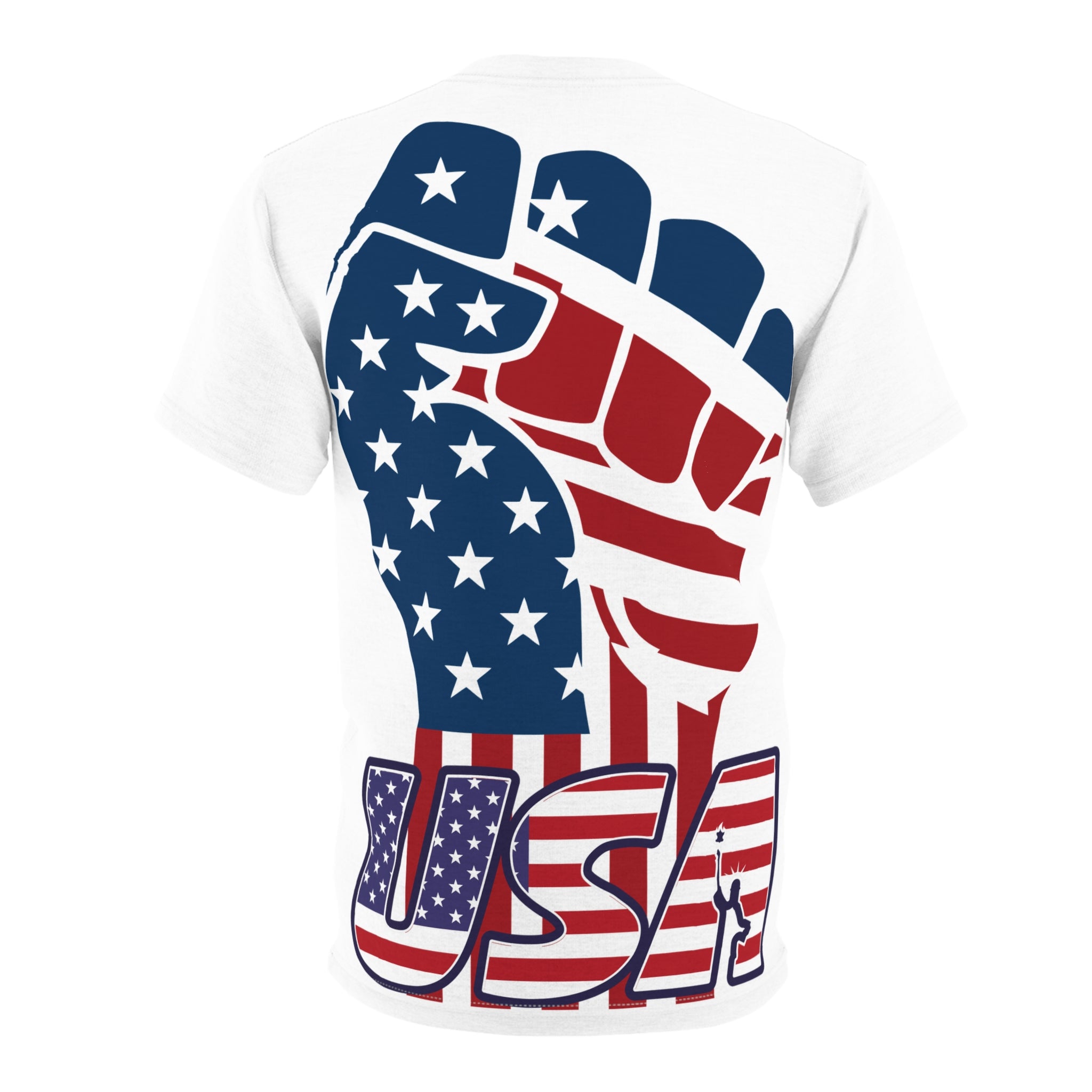 American Lettering Tee — Front Logo & Flag Fist Back - Unisex