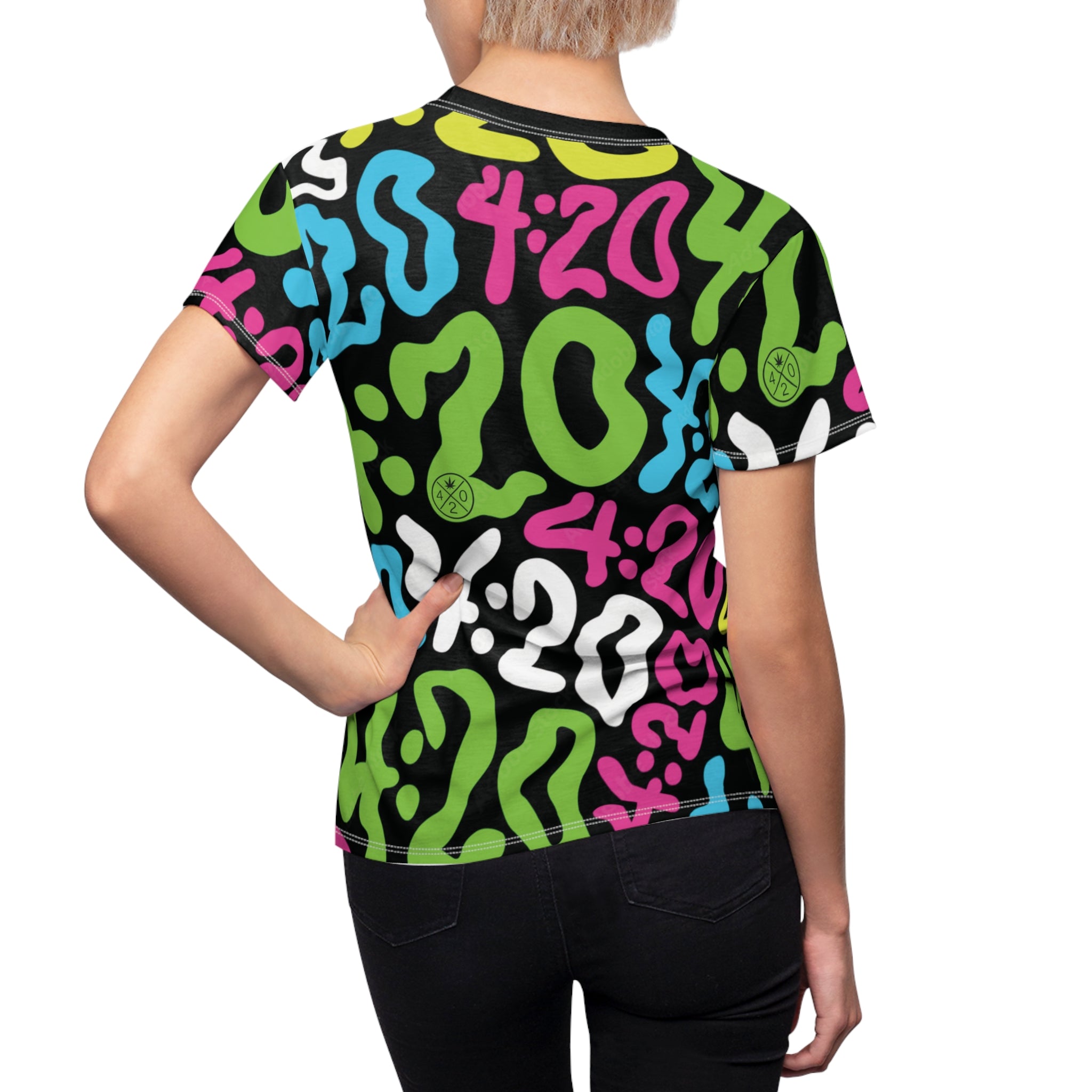 4:20 Neon Graffiti Women's Tee — All-Over Print Cut & Sew