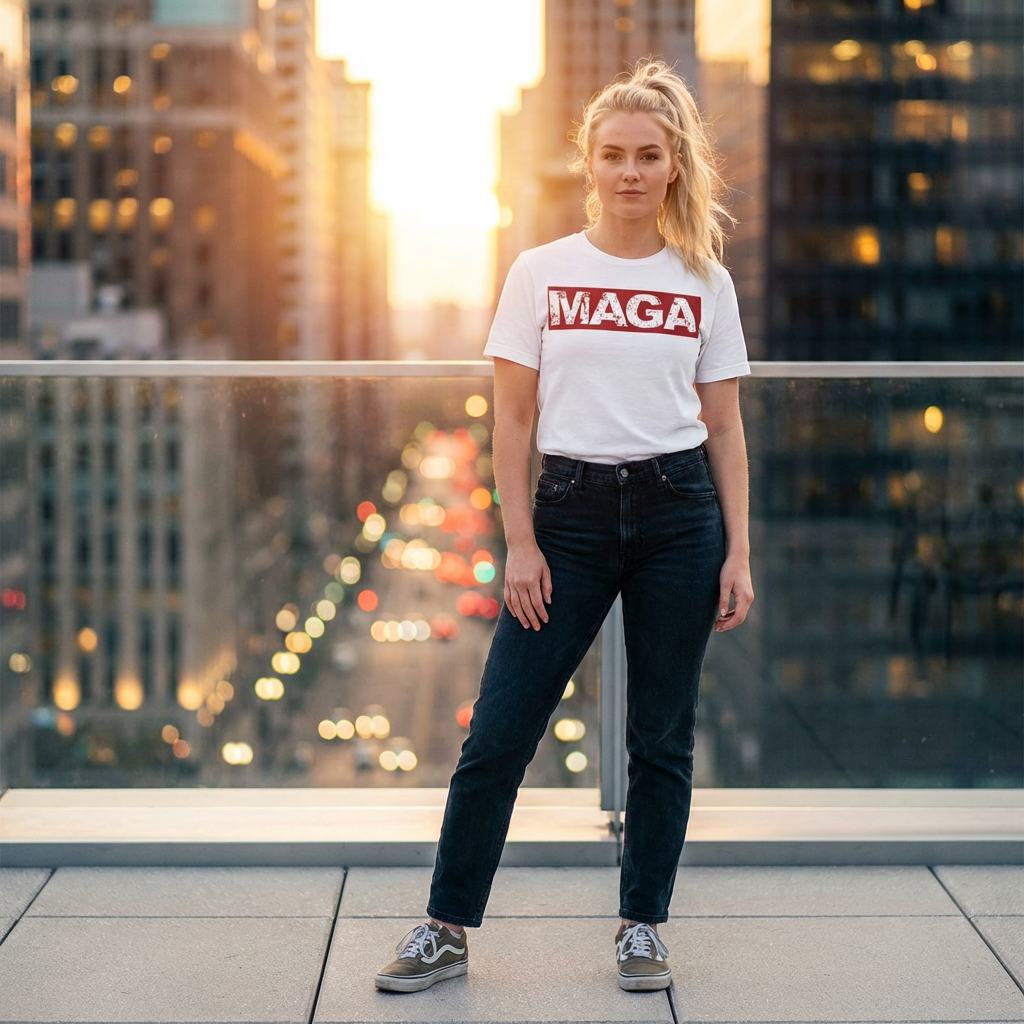 MAGA Custom Distressed Red Block Unisex T‑Shirt