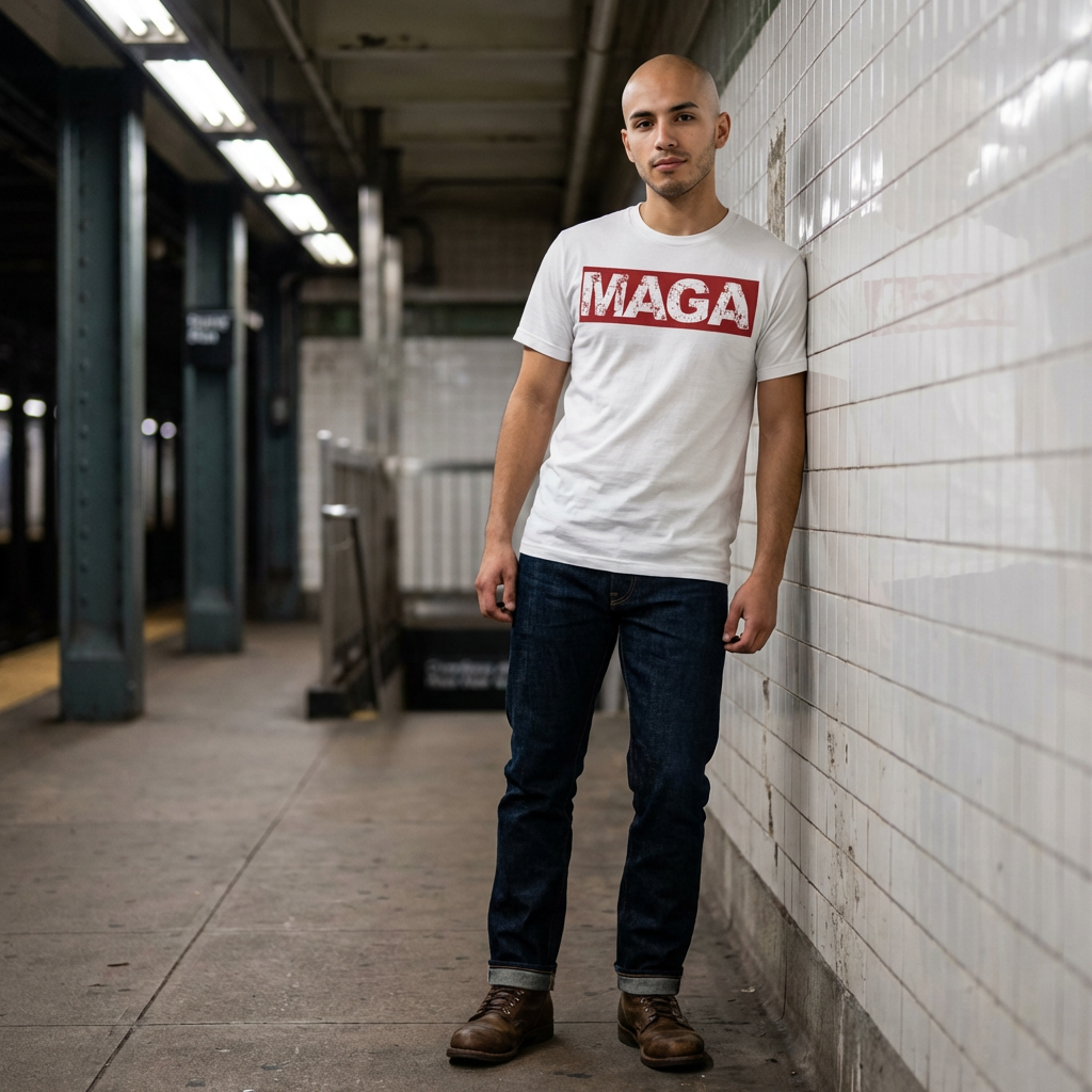 MAGA Custom Distressed Red Block Unisex T‑Shirt