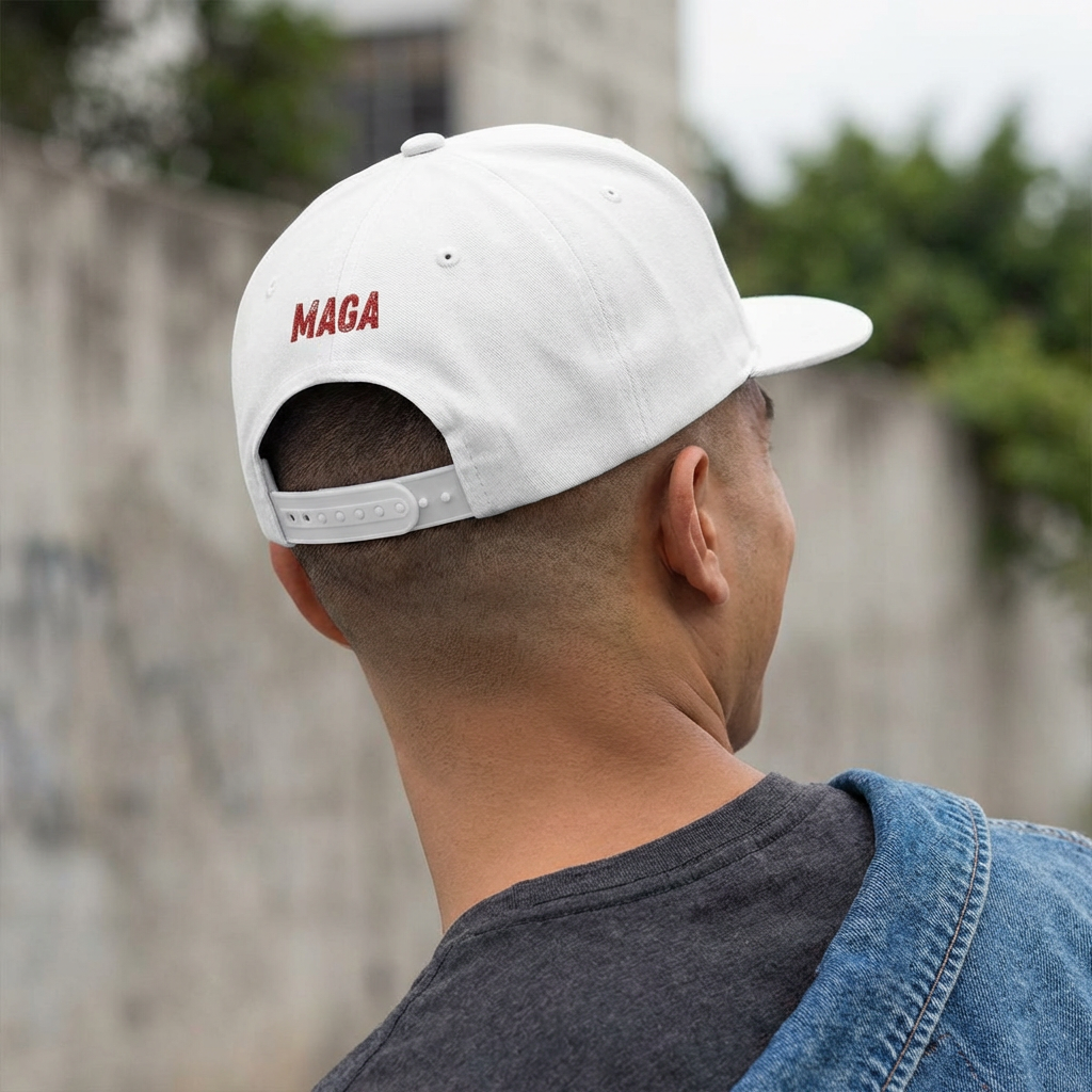 Flat Bill Embroidered American Eagle Flag MAGA Cap