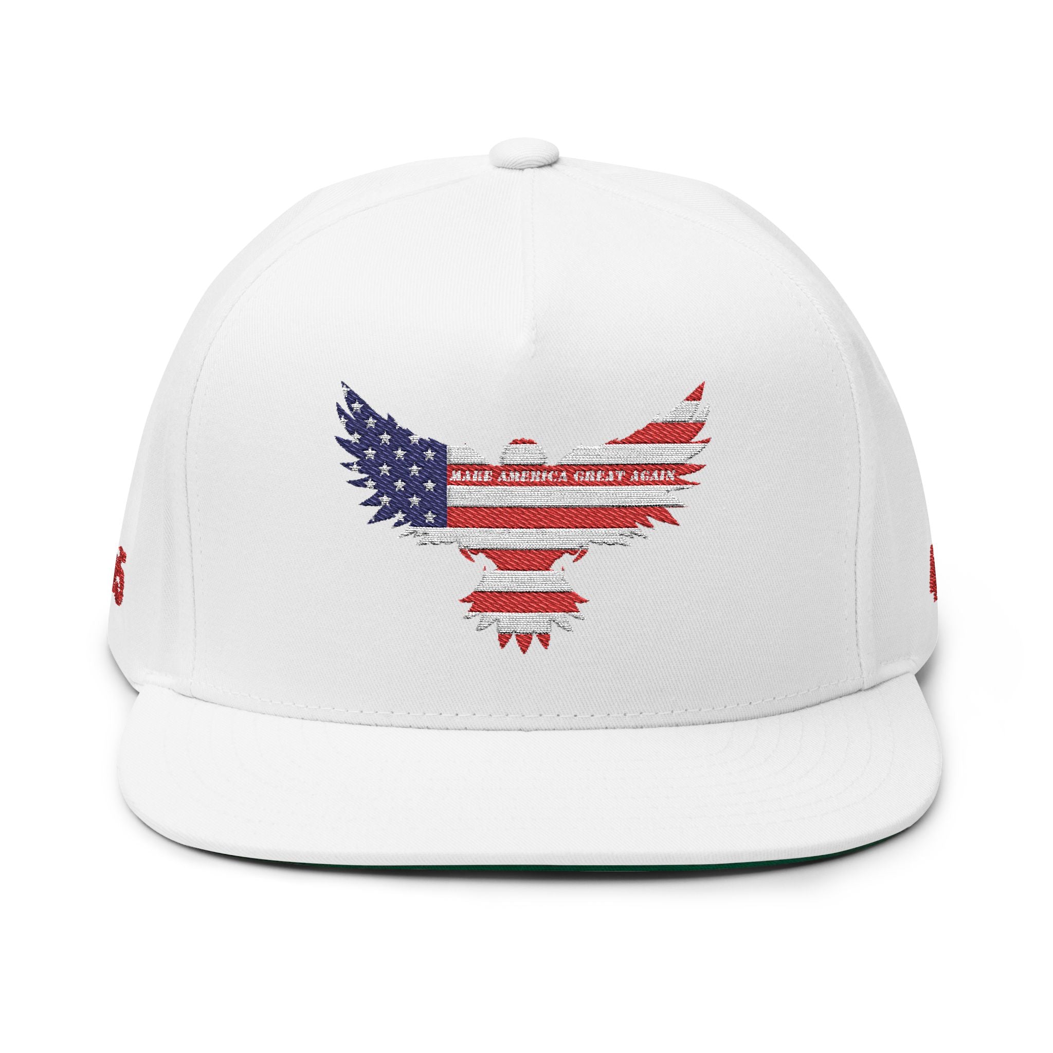 Flat Bill Embroidered American Eagle Flag MAGA Cap