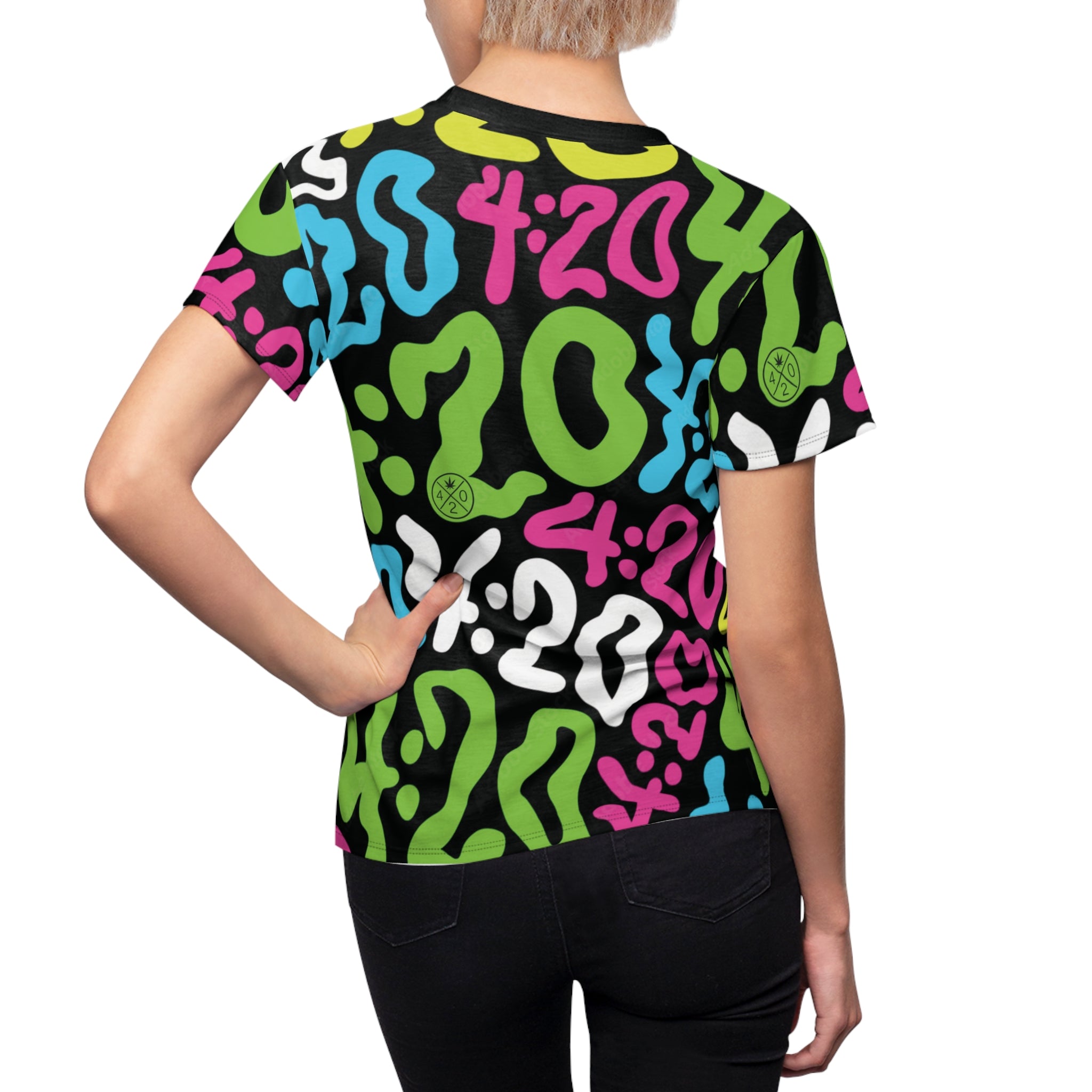 4:20 Neon Graffiti Women's Tee — All-Over Print Cut & Sew