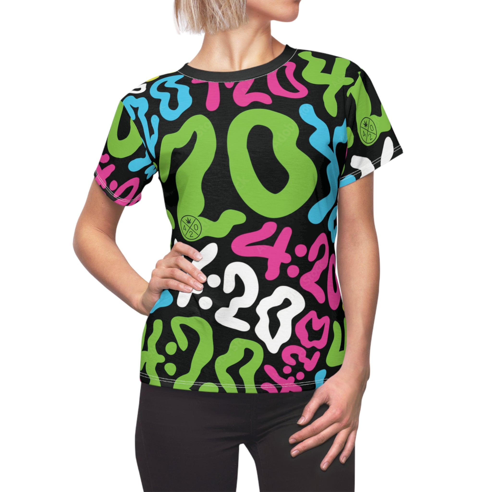 4:20 Neon Graffiti Women's Tee — All-Over Print Cut & Sew