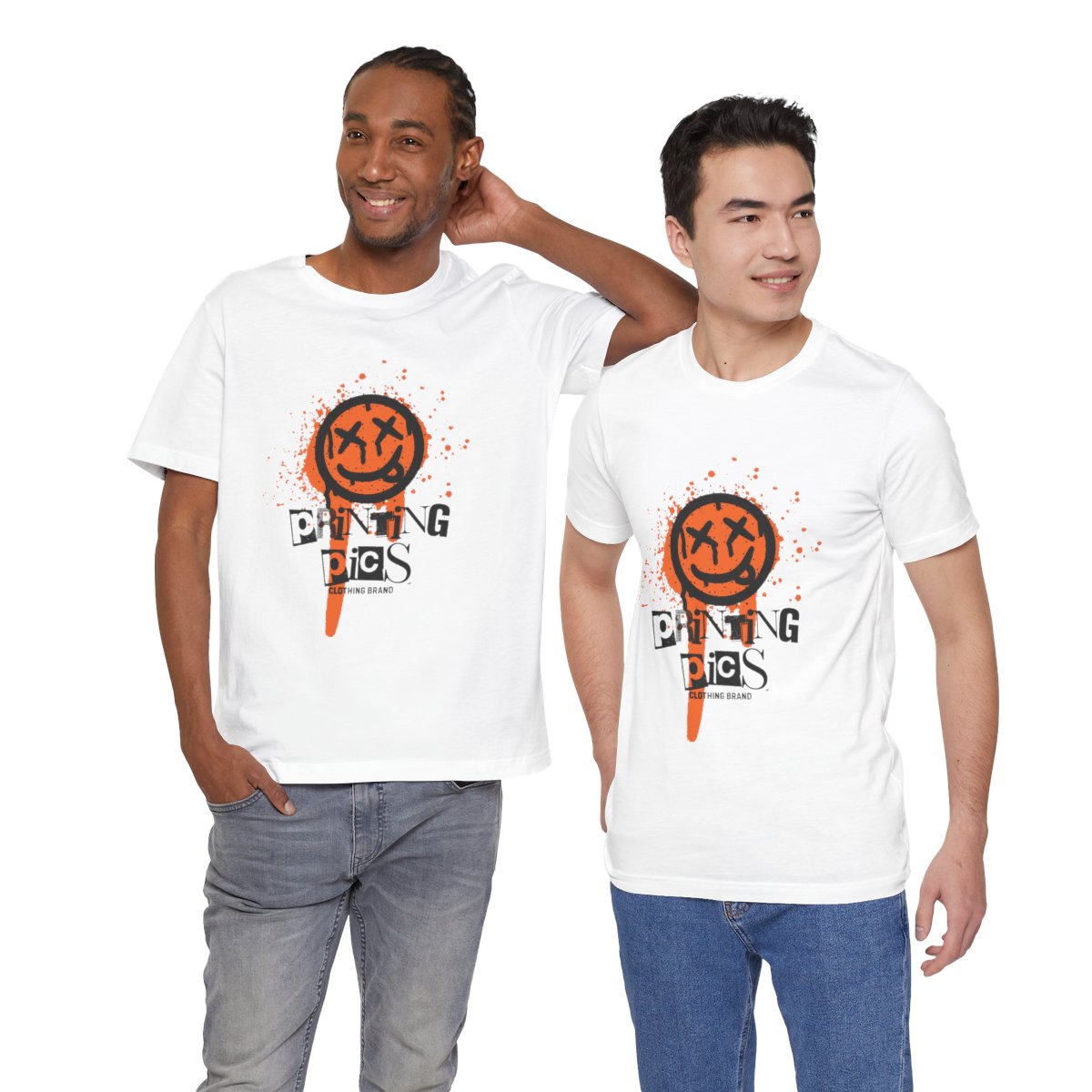 Graffiti Smiley Tee — Orange Dripping 'Printing Pics' Streetwear Unisex T‑Shirt